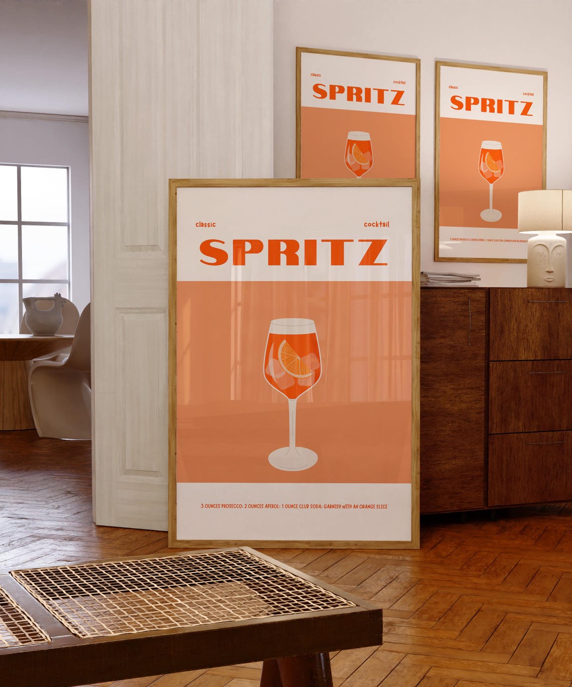 Spritz Classic Cocktail Recipe Orange Aperol Bar Cart Poster - Image 3