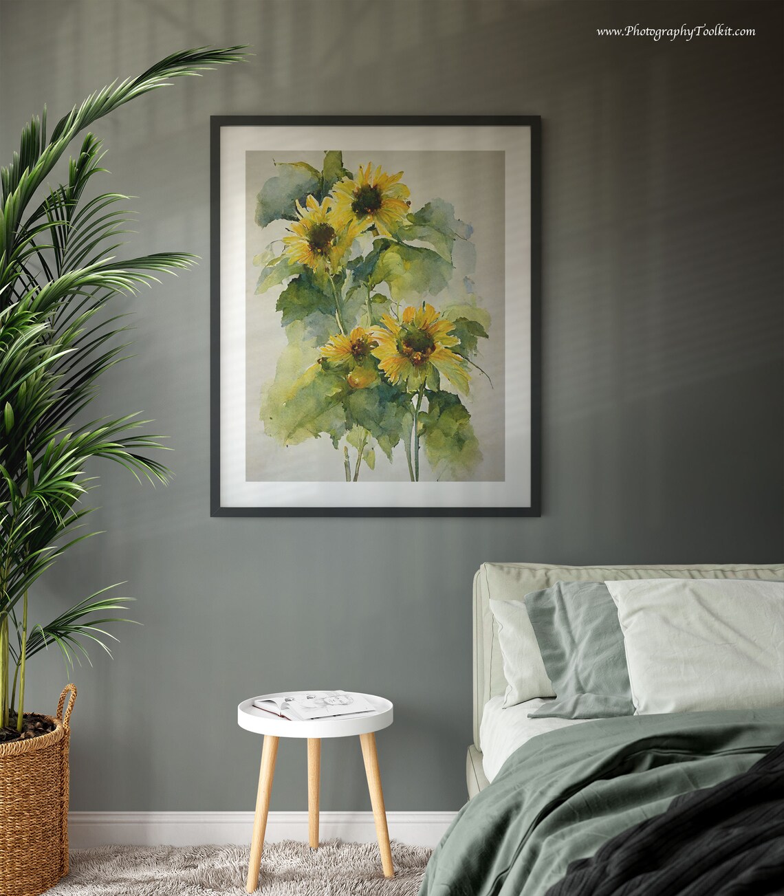 Sunflower Watercolor Botanical Home Decor Art Print - Image 3