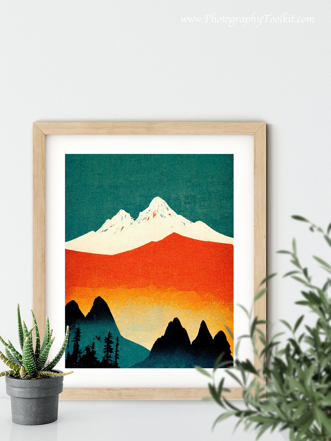 North Cascades Snow Peak Sunset Ridges Retro Minimalist Poster - Image 5