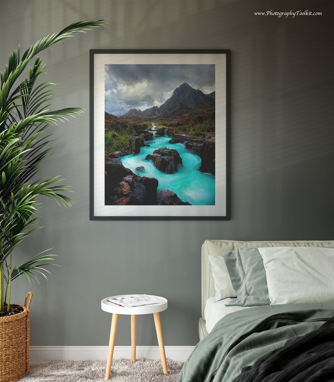 Turquoise Glacial River Through Rocky Mountain Valley Dramatic Poster - Image 3