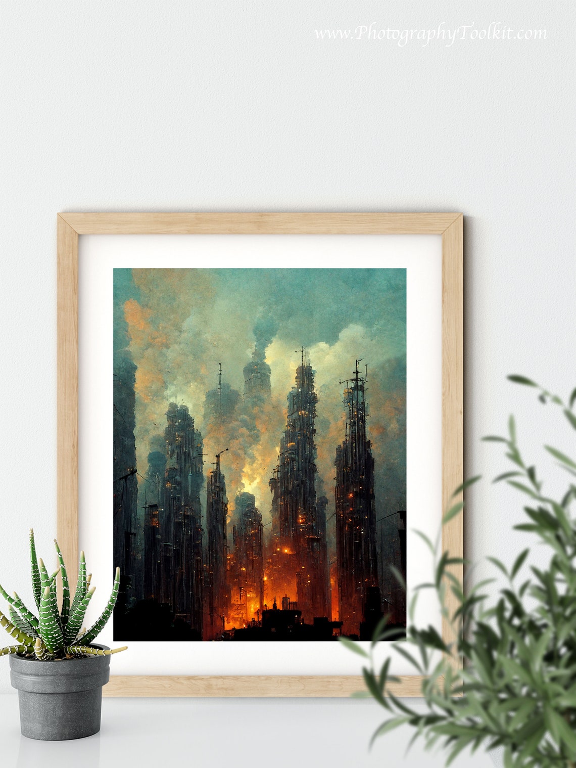 Futuristic Industrial Cityscape Dusk Glow Sci Fi Urban Poster - Image 5