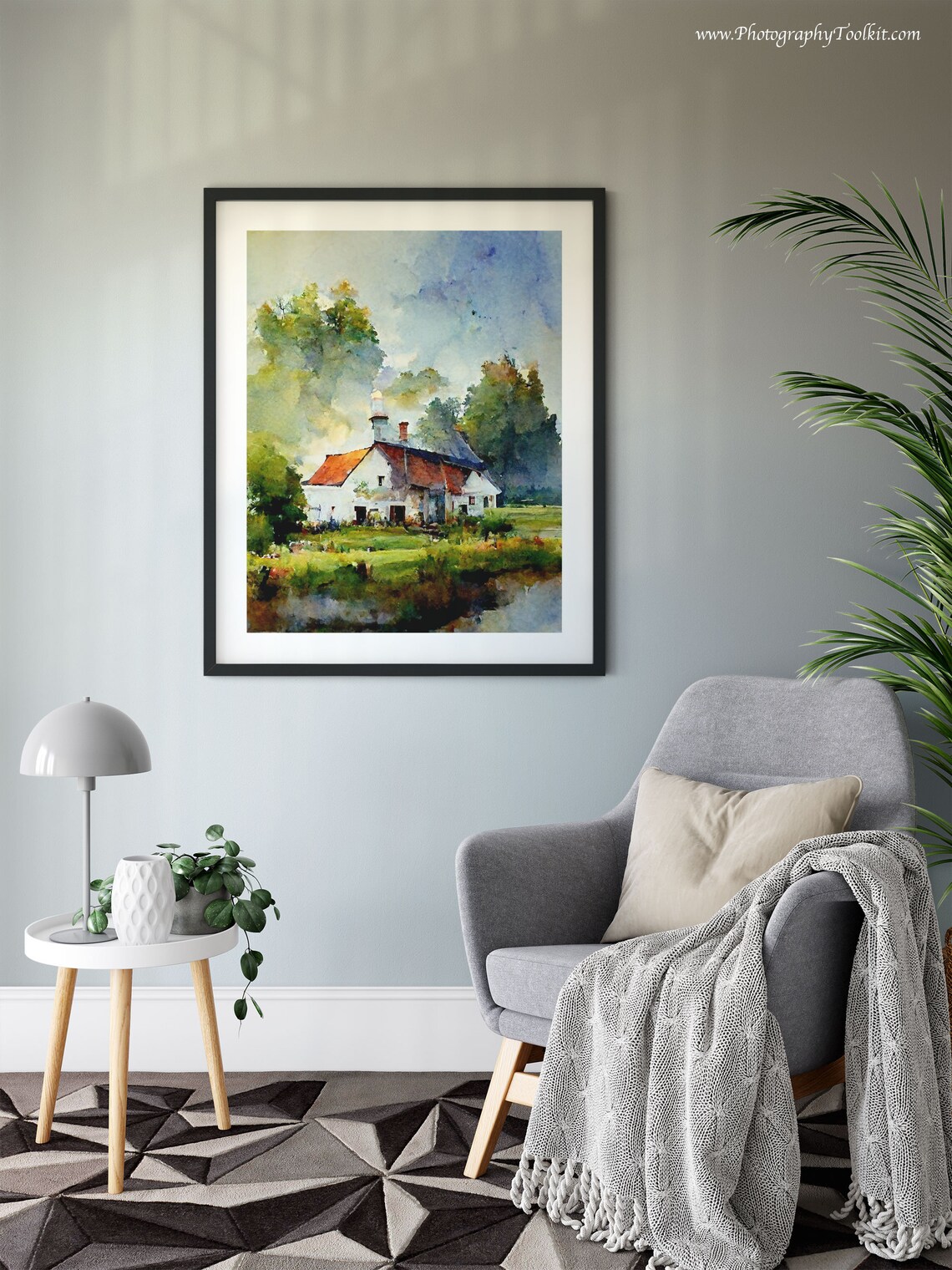 Watercolor Winter Forest Landscape, Pine Tree Print - Image 6