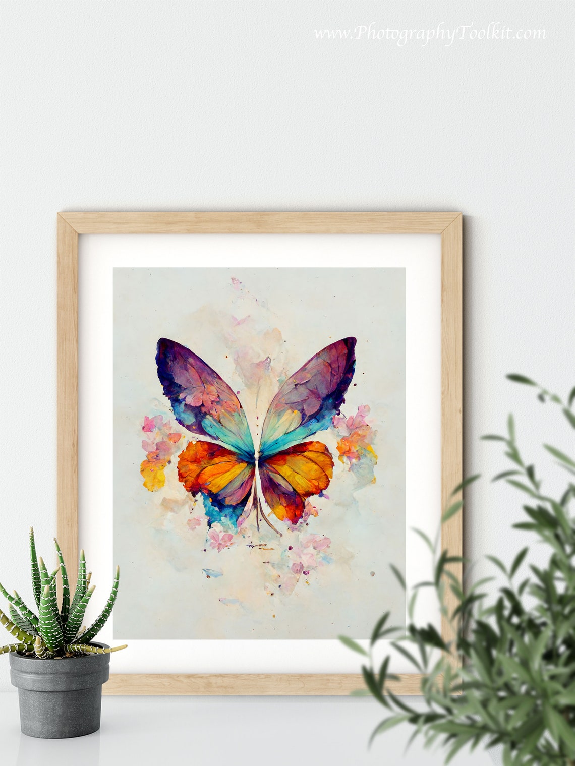 Rainbow Watercolor Butterfly Colorful Wings Floral Splash Art Poster - Image 5