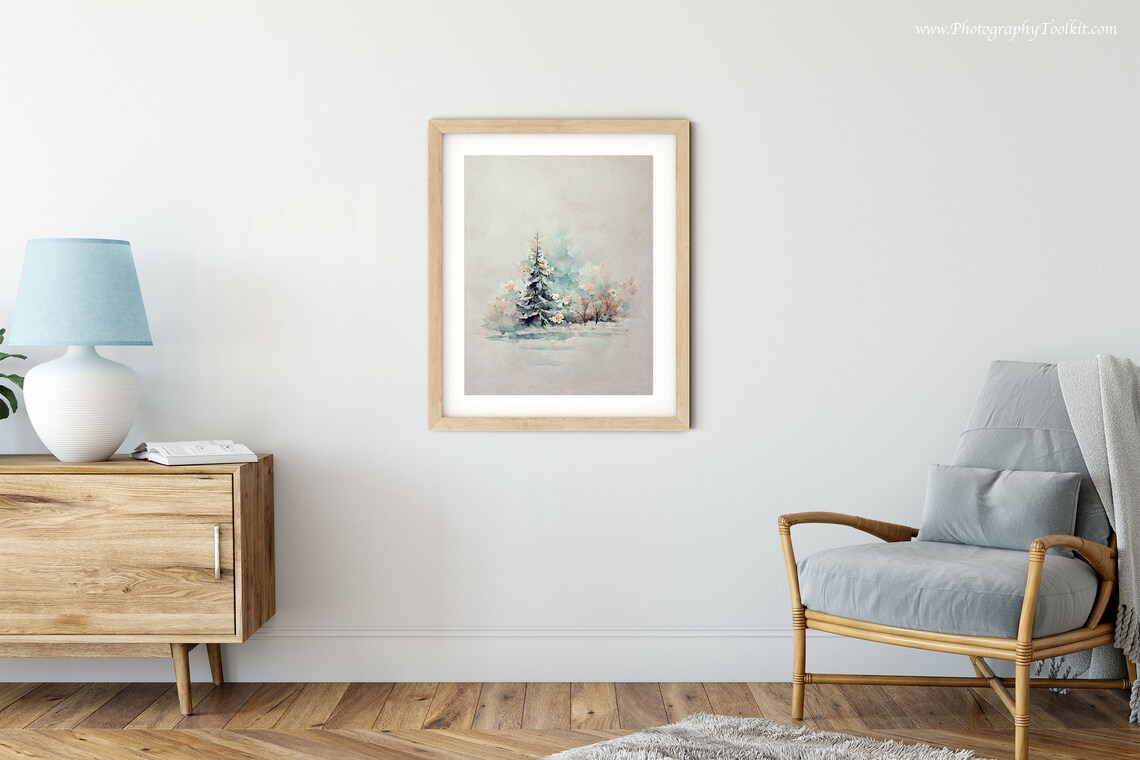 Watercolor Winter Landscape Forest Art Print - Image 5
