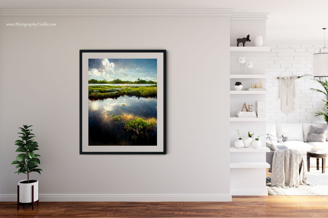 Everglades Wetland Mirror Reflections Dramatic Cloudscape Nature Print - Image 4