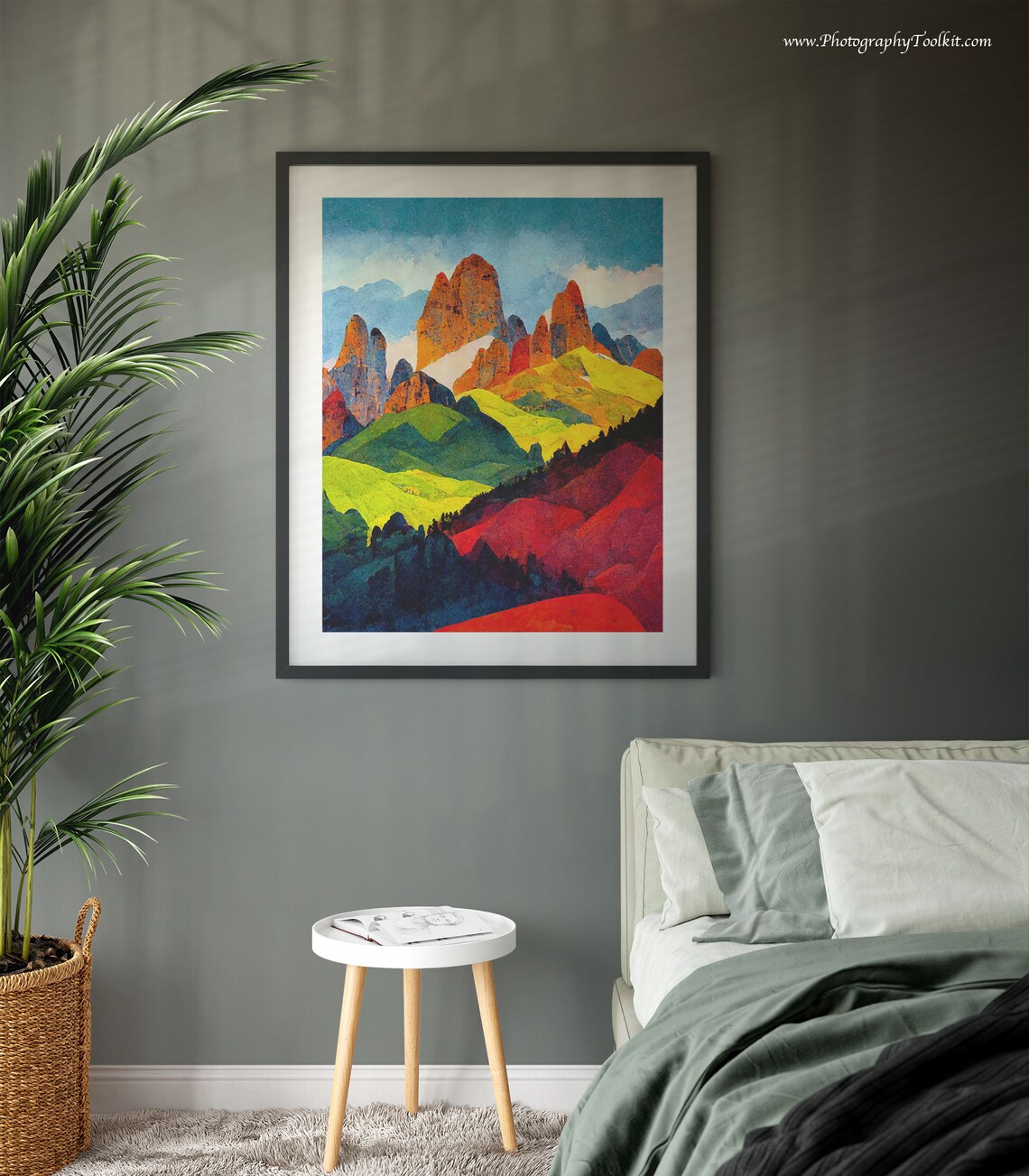 Dolomites Colorful Jagged Mountain Peaks Bold Expressionist Landscape Print - Image 3
