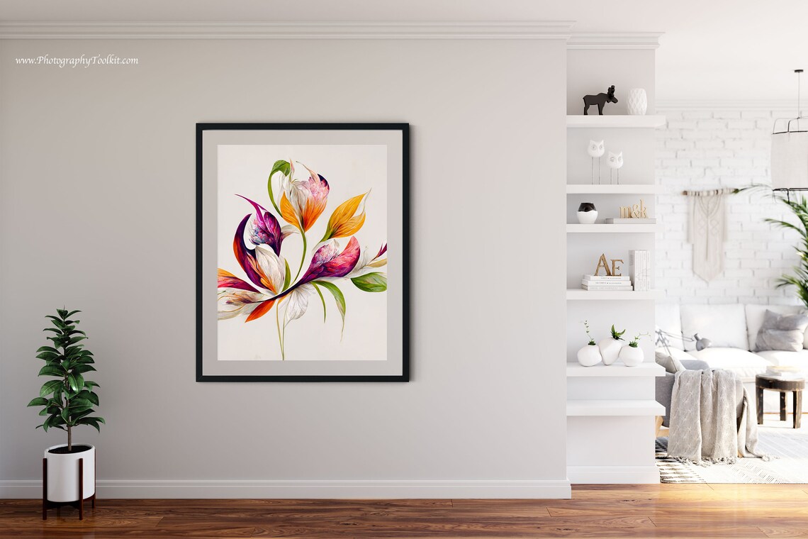 Bold Floral Abstract Magenta Orange Petals Modern Botanical Art Print - Image 4