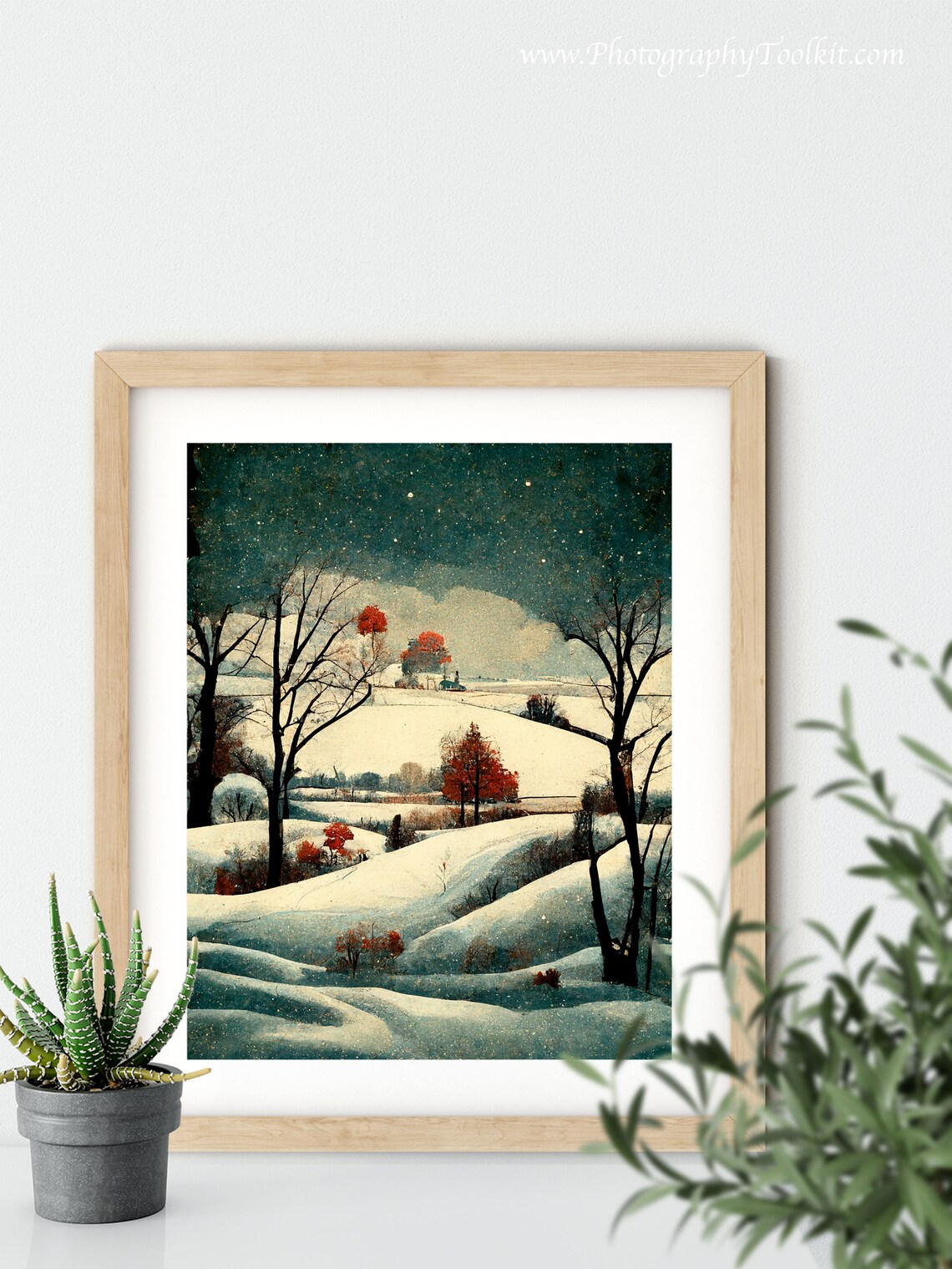 Winter Landscape Watercolor Art Print, Rustic Forest - Image 5