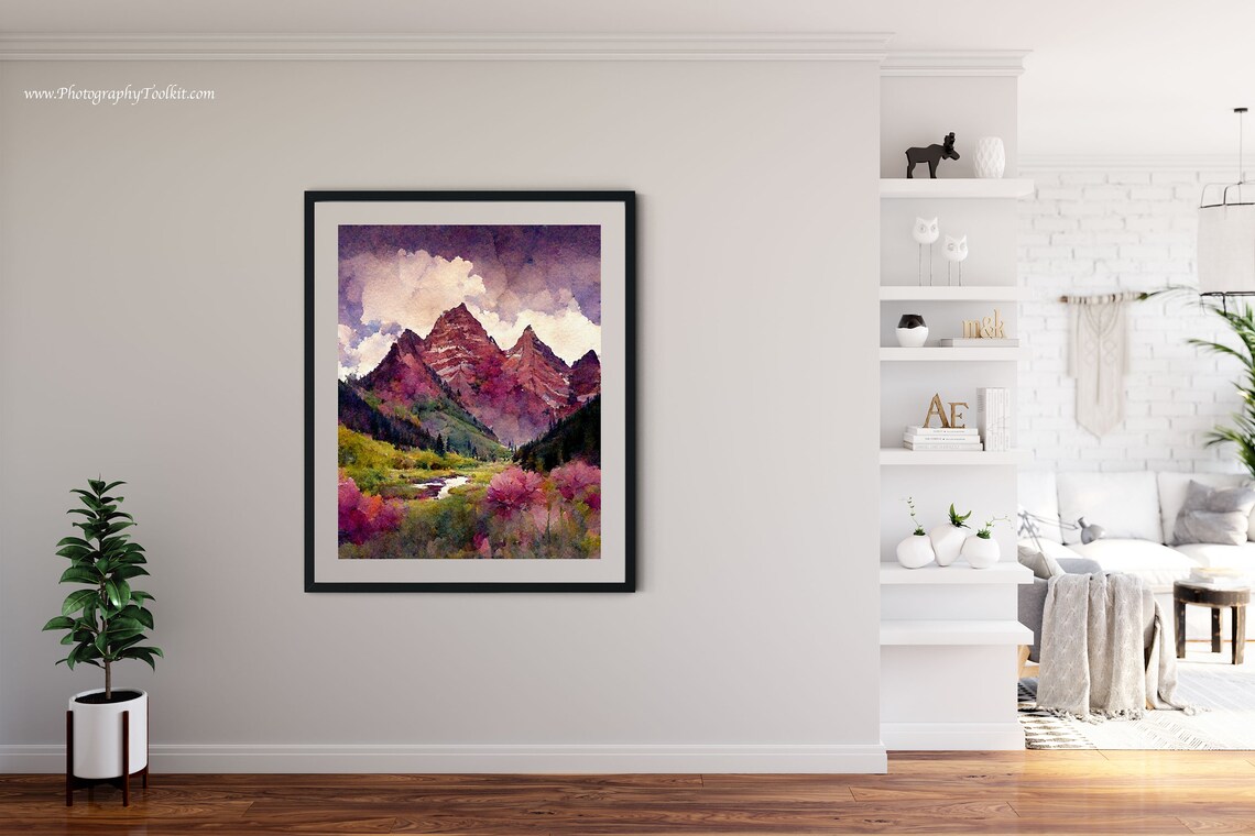 Maroon Bells Colorado Landscape Art Print - Image 4