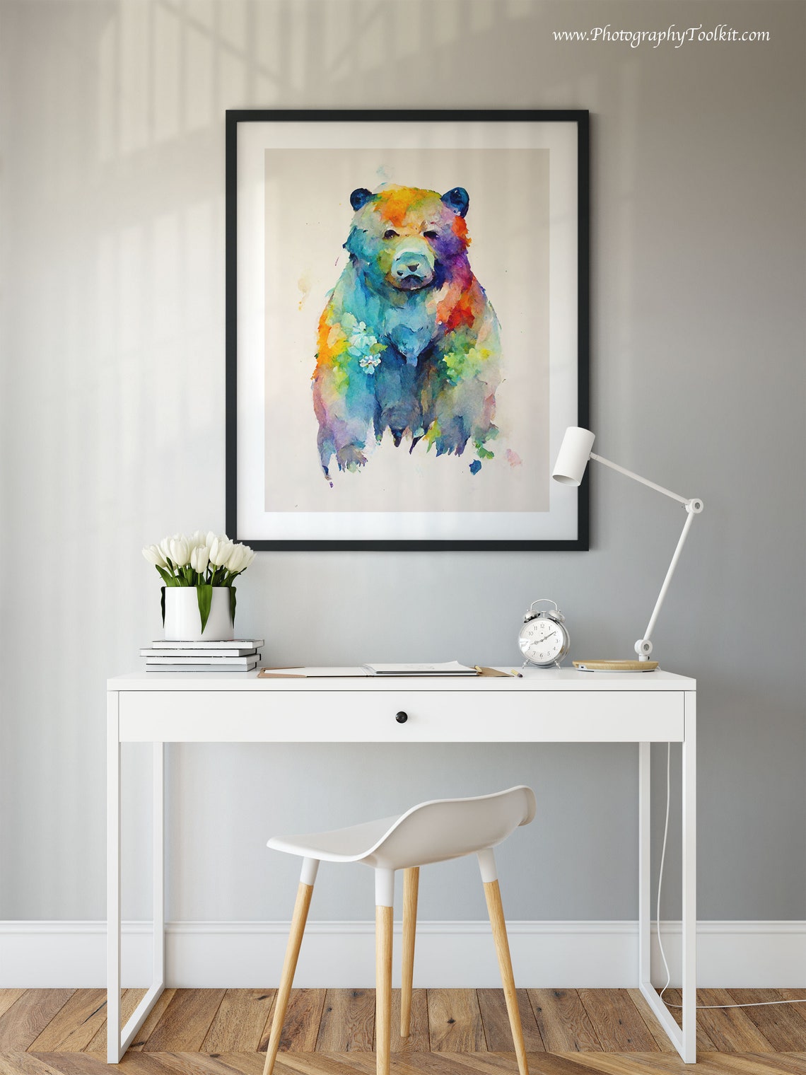 Colorful Watercolor Bear Multicolor Wildlife Art Cute Animal Poster - Image 2