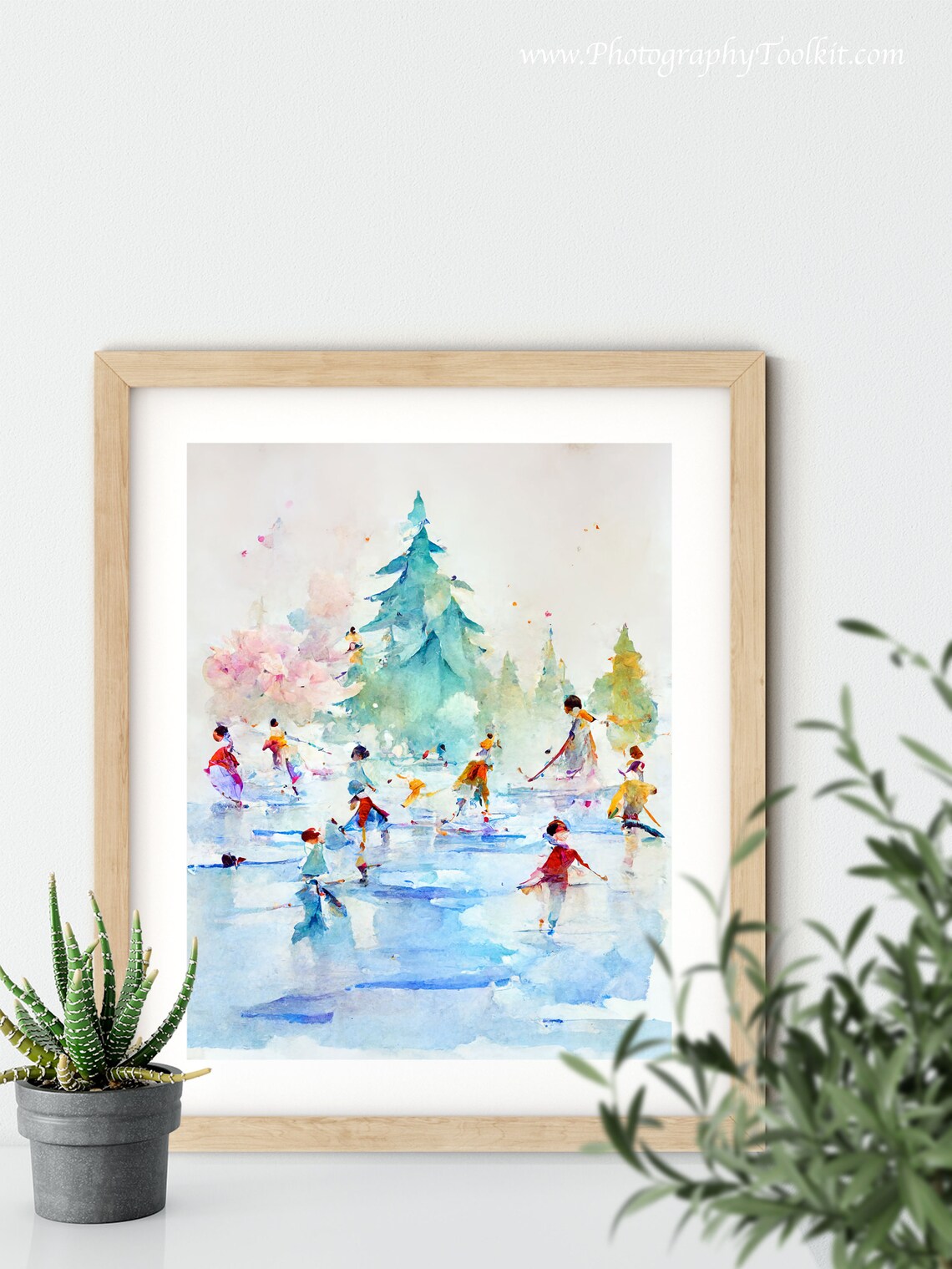 People Ice Skating Print, Christmas Winter Wall Art - Image 5
