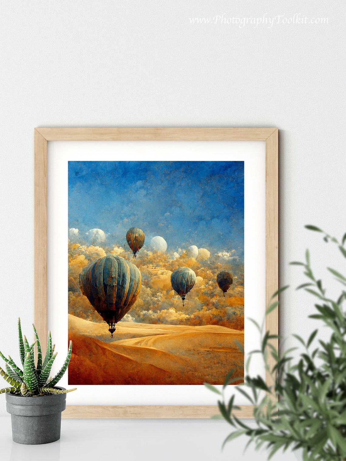 Hot Air Balloons Over Desert Dunes Vintage Sky Journey Poster - Image 5