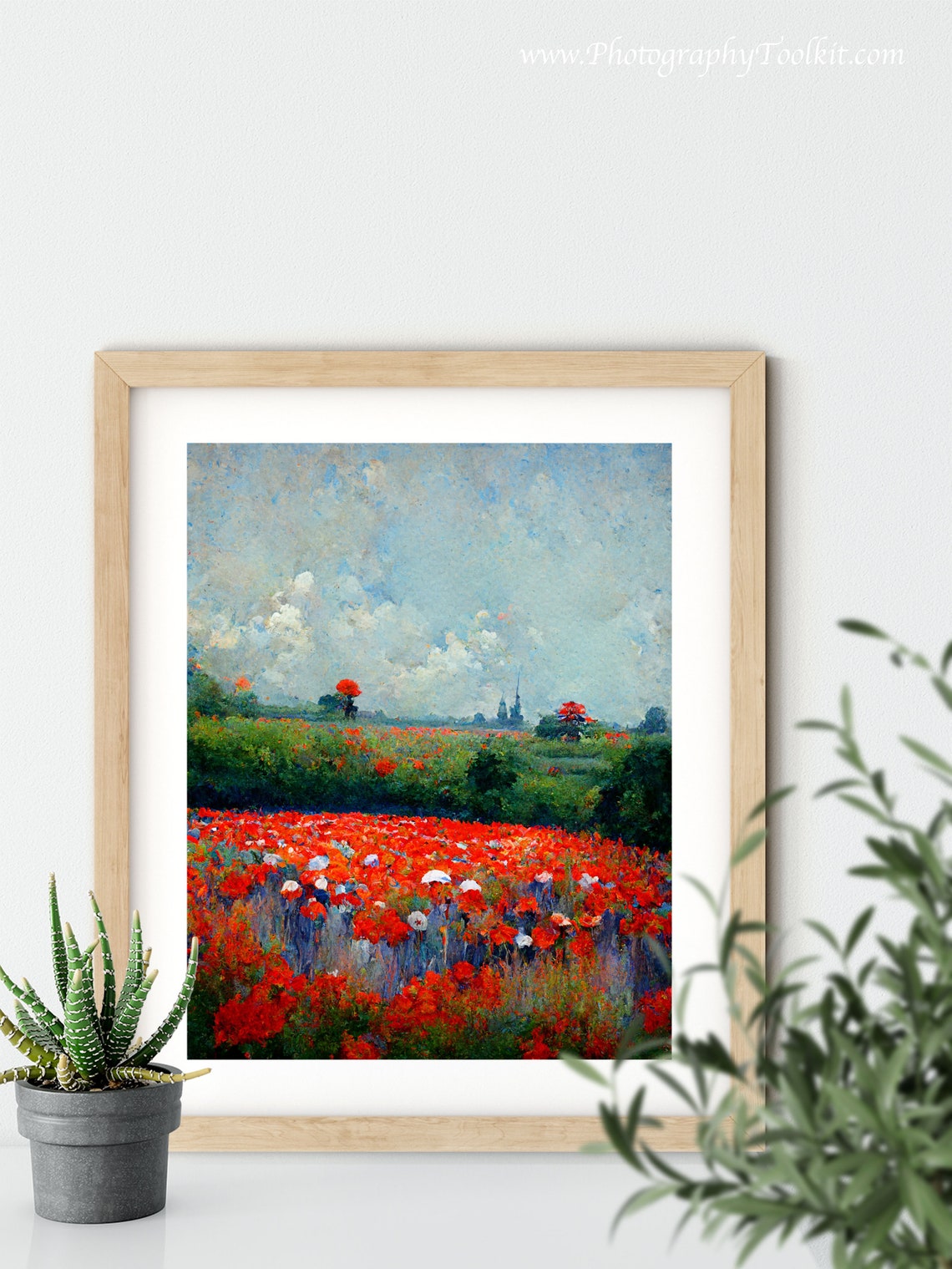 Red Poppy Field Under a Bright Blue Sky Impressionist Painting Poster - Image 5
