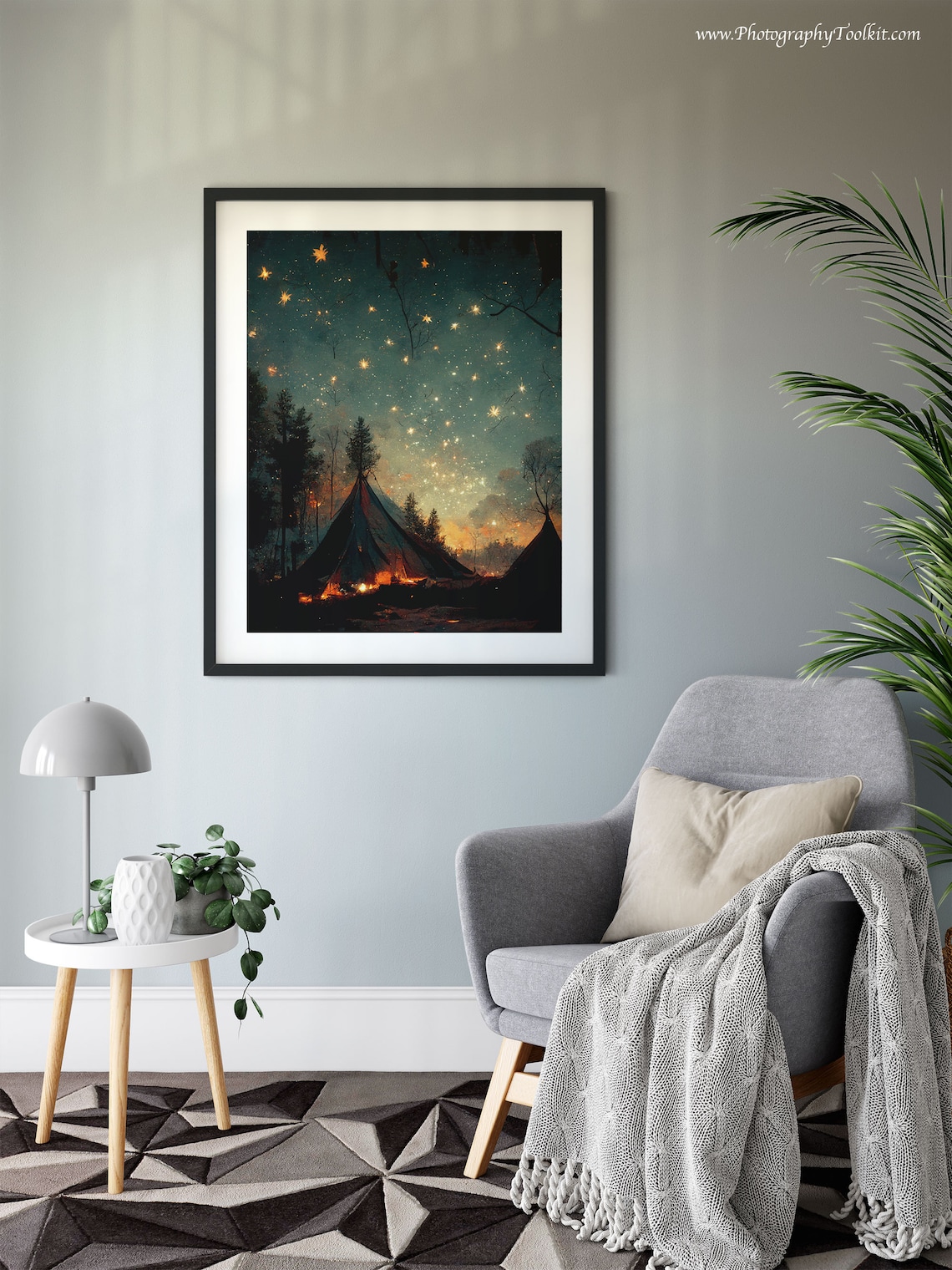Camping At Night Campfire Art Print, Cabin Decor - Image 6
