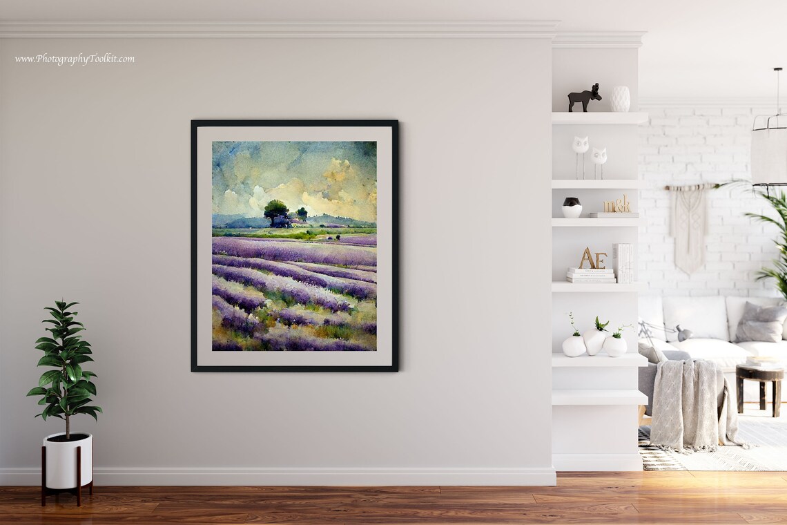 Lavender Field Art Print, Spring Meadow Landscape - Image 4