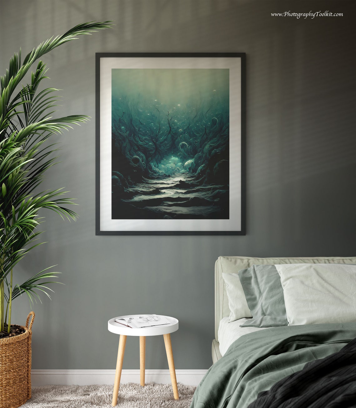 Deep Ocean Underwater Light Rays Dark Moody Seascape Scenic Poster - Image 3