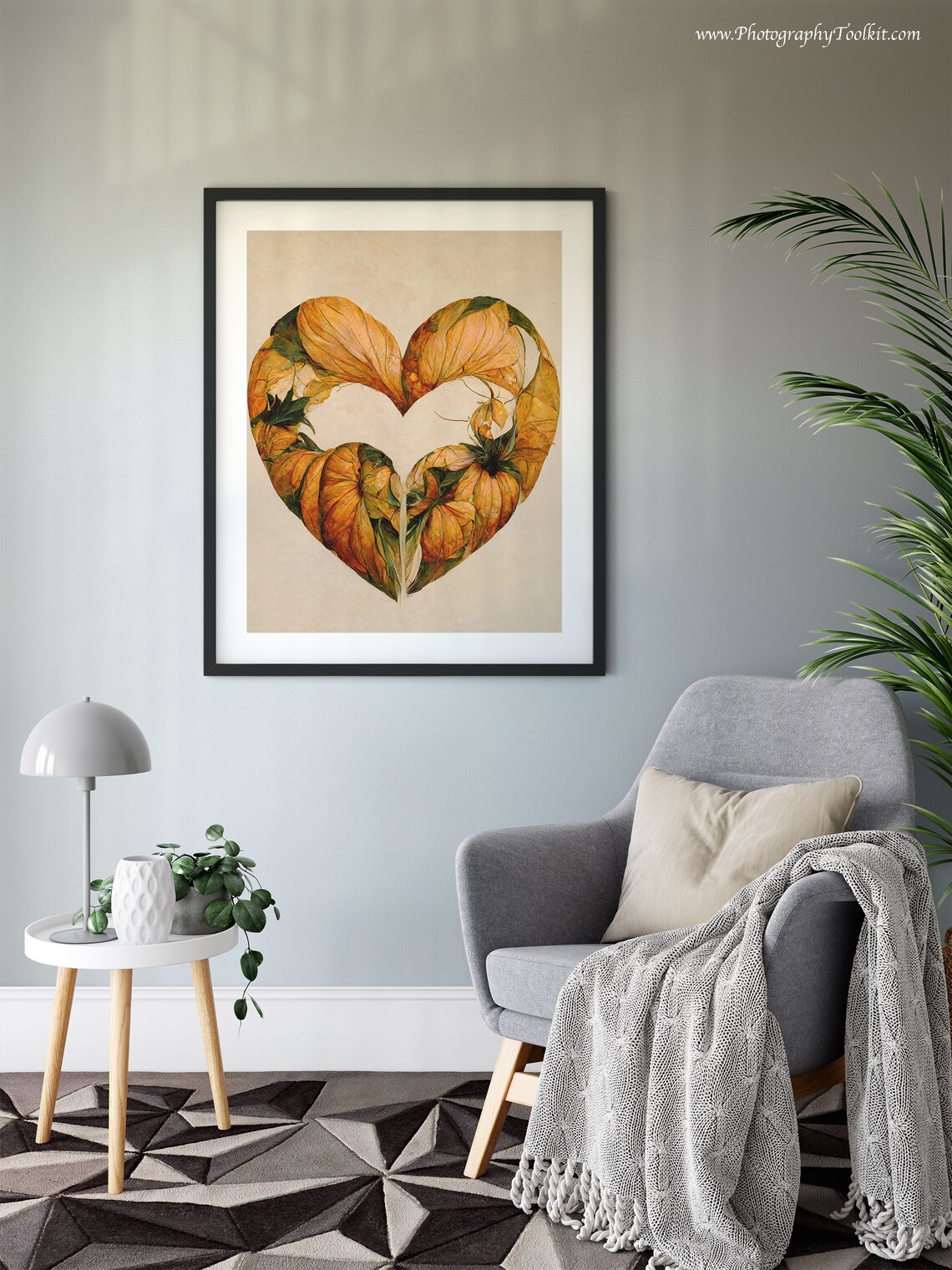 Thanksgiving Leaf Heart Autumn Foliage Golden Fall Seasonal Decor Print - Image 6