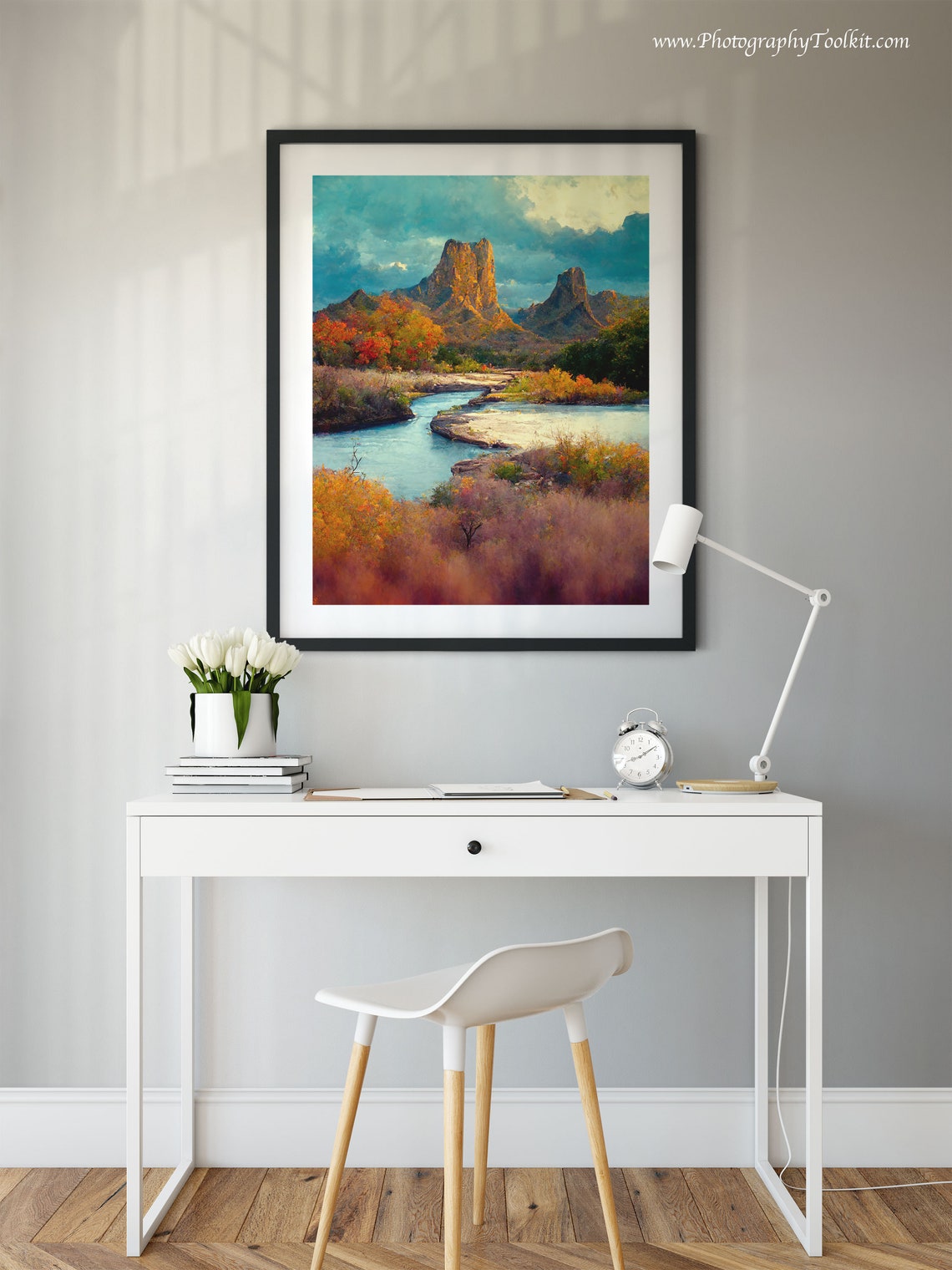 Big Bend Canyon Peaks Wall Art Desert River Autumn Colors Dramatic Sky - Image 2