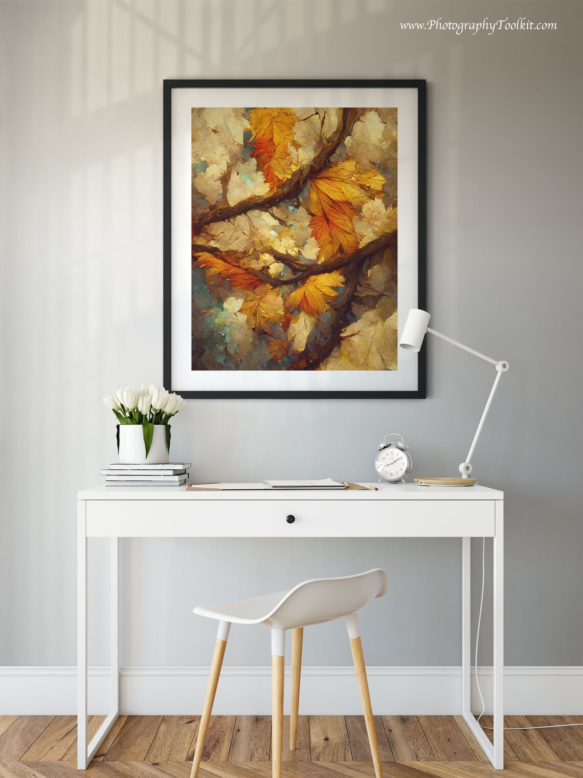 Autumn Maple Leaves Golden Branches Painterly Fall Foliage Close Up Print - Image 2