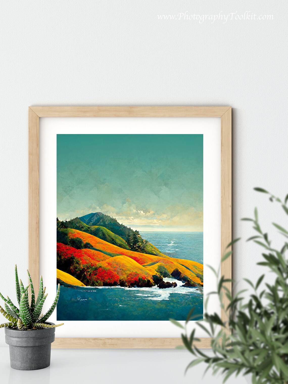Big Sur Golden Cliffs Pacific Ocean Rolling Hills Coastal Landscape Print - Image 5