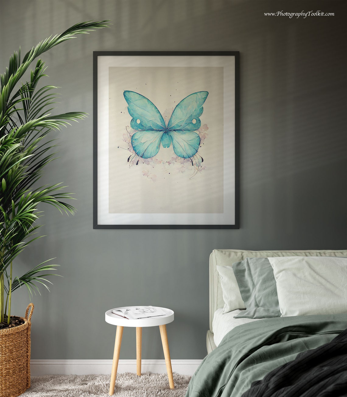 Blue Watercolor Butterfly Delicate Insect Botanical Nature Poster - Image 3