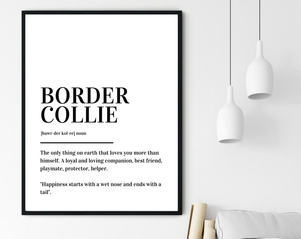 Border Collie Definition Loyal Dog Breed Minimalist Typography Poster - Image 6
