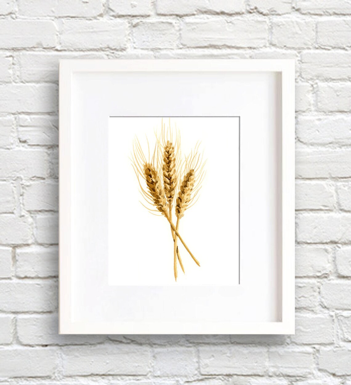 Wheat Watercolor Art Print, Rustic Farmhouse Decor