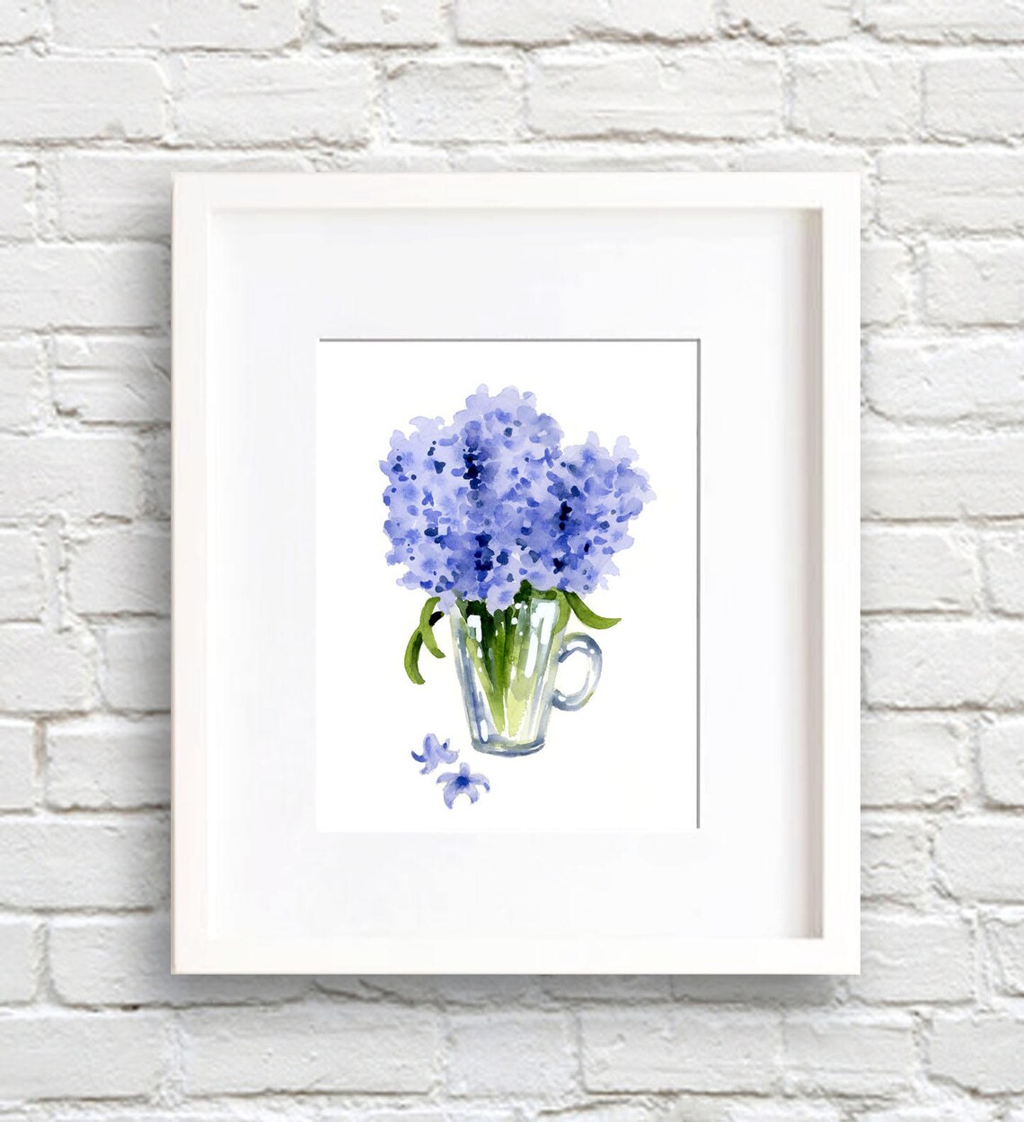 Hyacinth Watercolor Art Print, Floral Wall Decor
