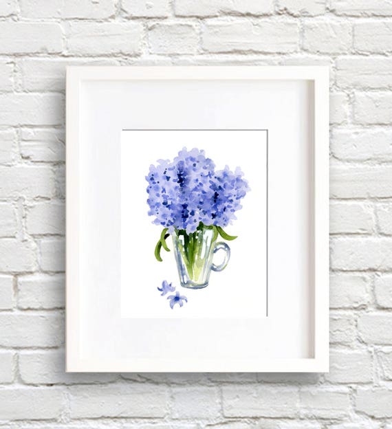 Hyacinth Watercolor Art Print, Floral Wall Decor