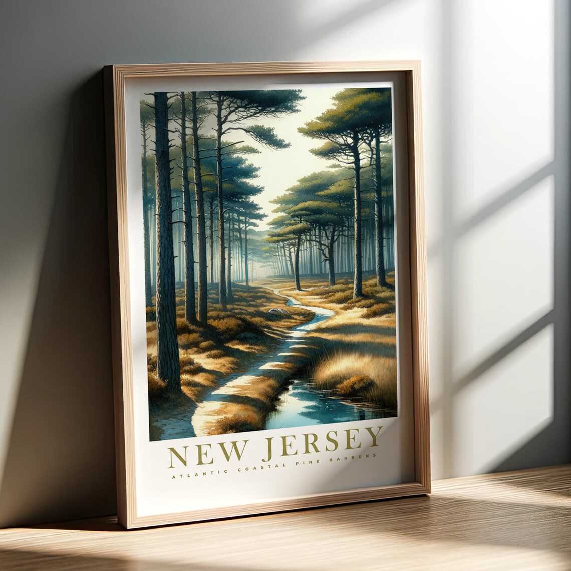 New Jersey Watercolor Print, Pine Barrens Art Print