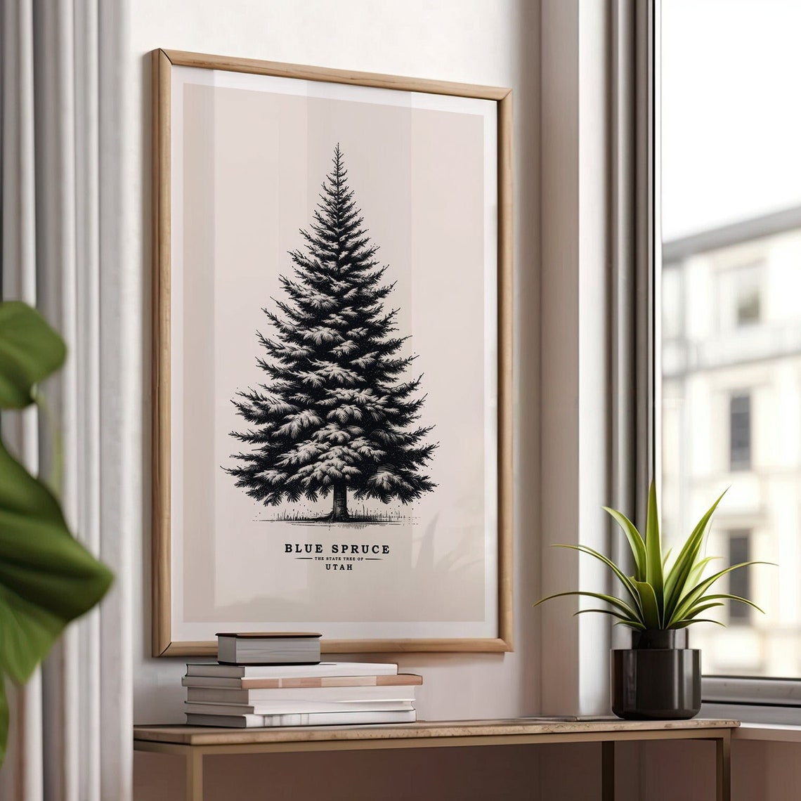 Utah Blue Spruce State Tree Vintage Botanical Sketch Minimalist Poster