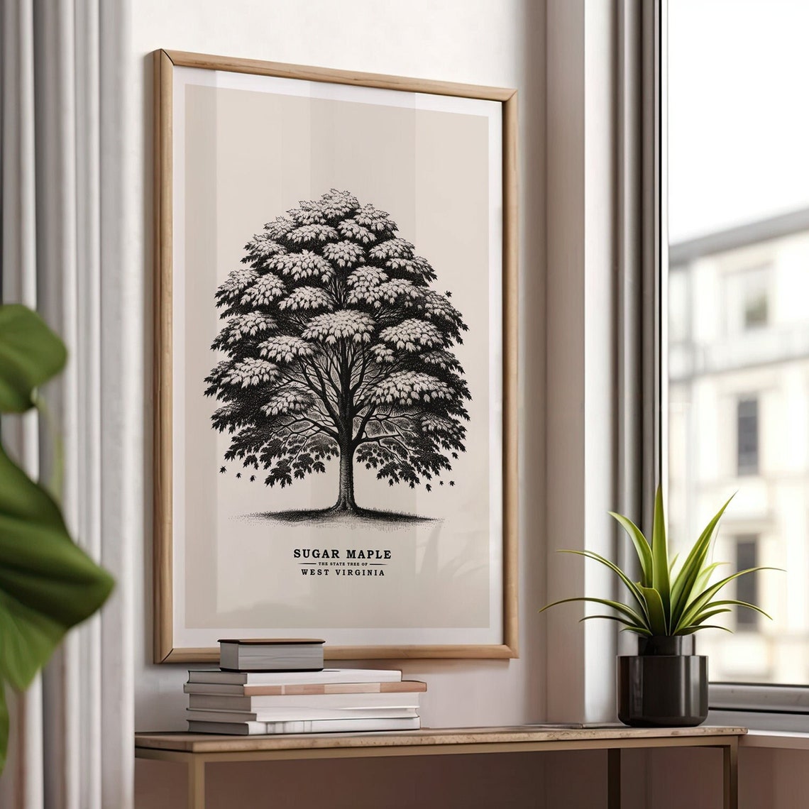 Sugar Maple West Virginia State Tree Vintage Botanical Sketch Poster