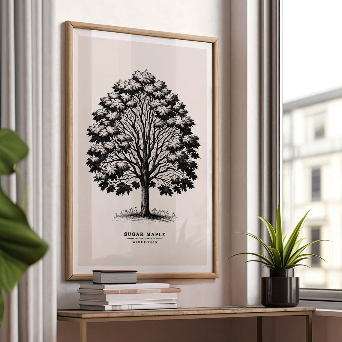 Wisconsin Sugar Maple State Tree Vintage Sketch Botanical Poster