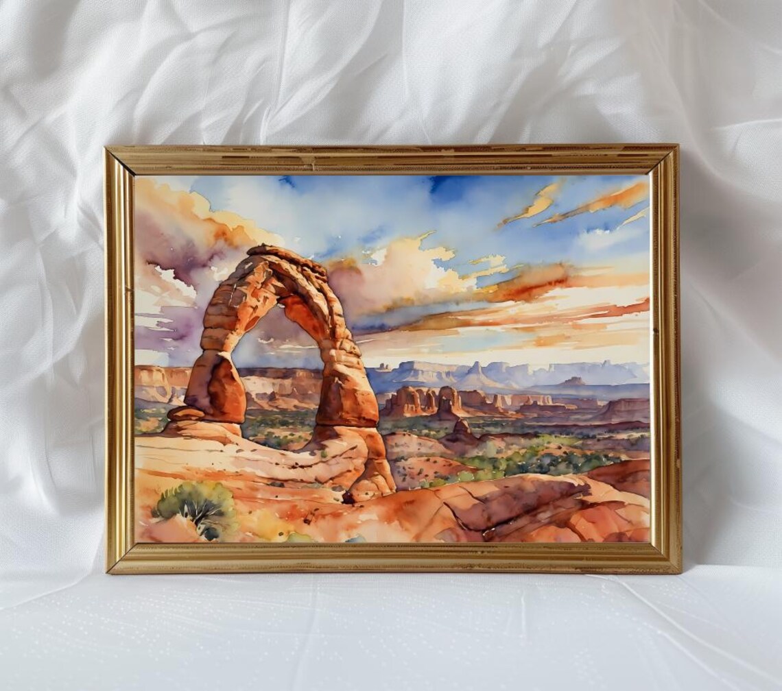 Arches National Park Watercolor Travel Poster