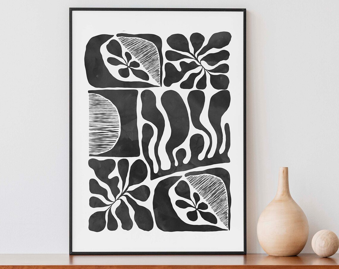 Abstract Organic Shapes Art Print, Japandi Minimalist