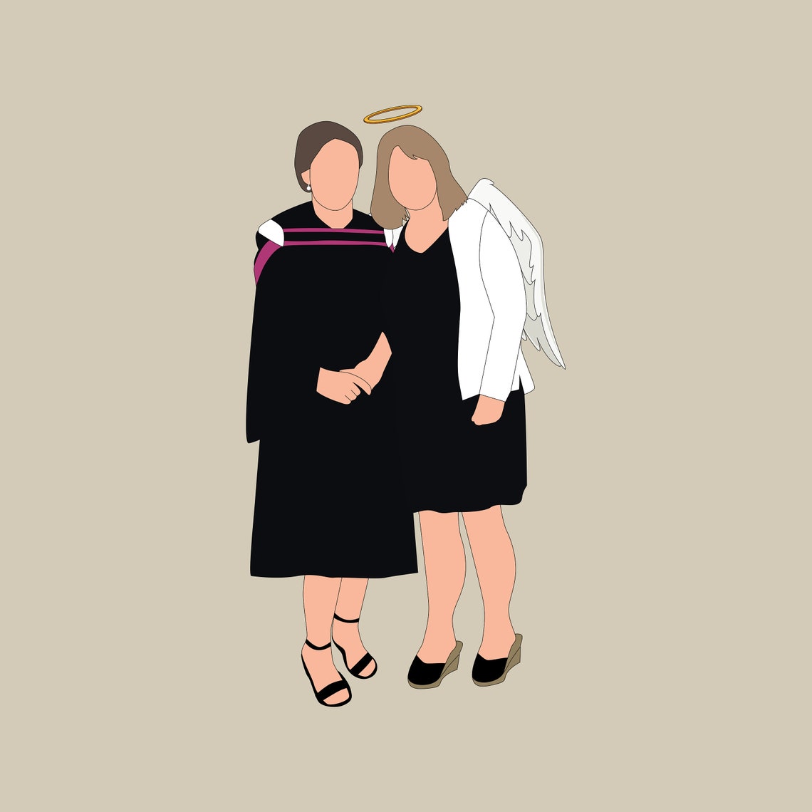 Guardian Angel Embracing a Bride in Soft Pink Memorial Poster - Image 2