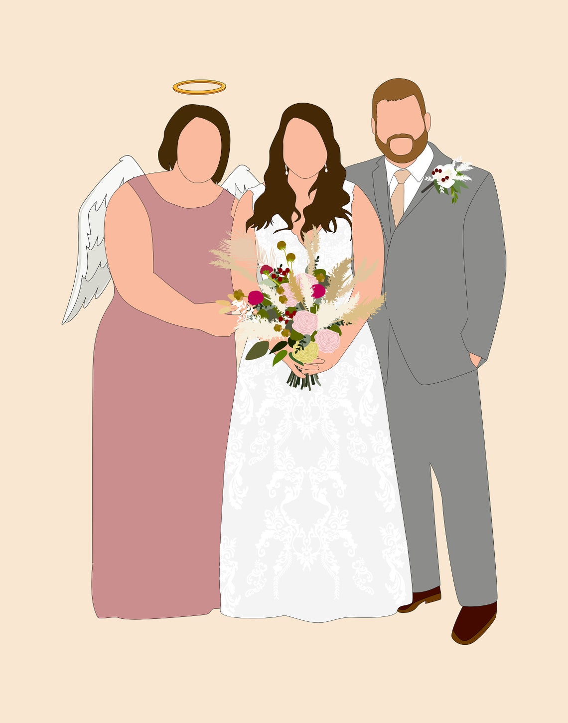 Guardian Angel Embracing a Bride in Soft Pink Memorial Poster - Image 3