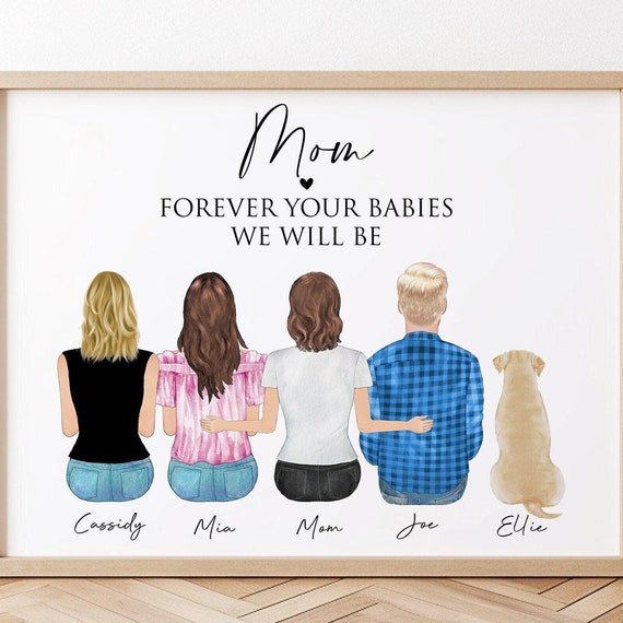 Personalized Mothers Day Gift For Mom From Daughter Personalized Mum Wall Art Gift Custom Mother Son Print Family Portrait Birthday Gift