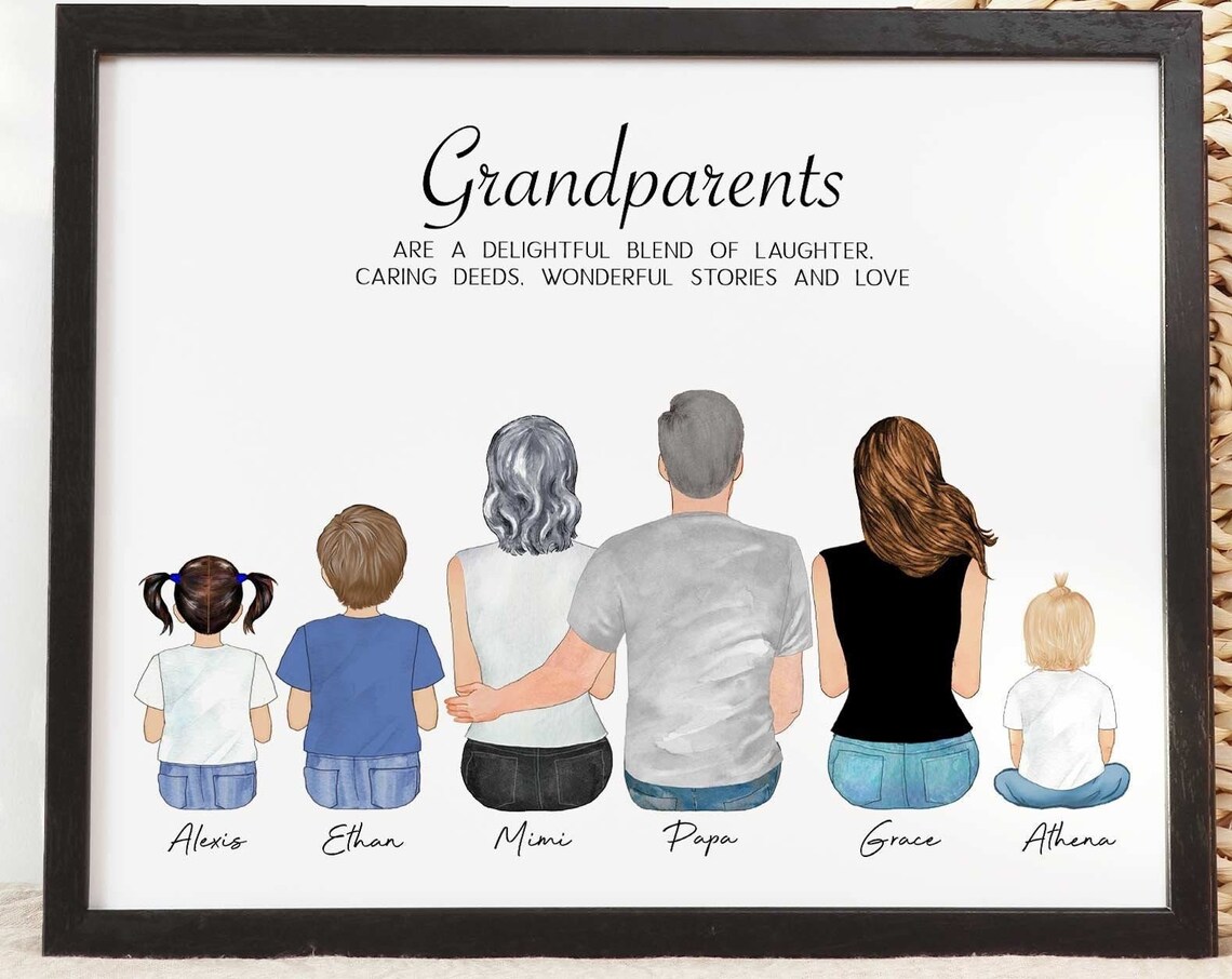 Grandparents Delightful Blend of Laughter Family Portrait Poster