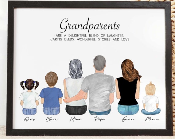 Personalized Mothers Day Grandpa Gift Grandparents Print Custom Family Wall Art Family Portrait Drawing Grandkids Gift Grandpa Gift