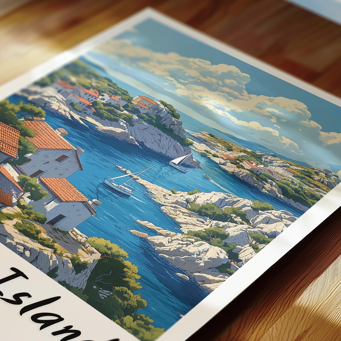 Kornati Islands Croatia Rocky Islets Sailboats Travel Poster - Image 2