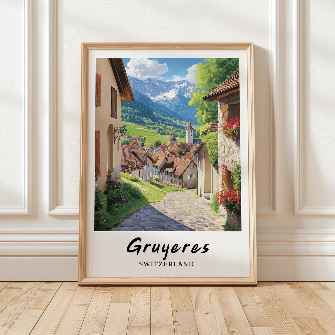 Chillon Castle Switzerland Travel Poster, Minimalist