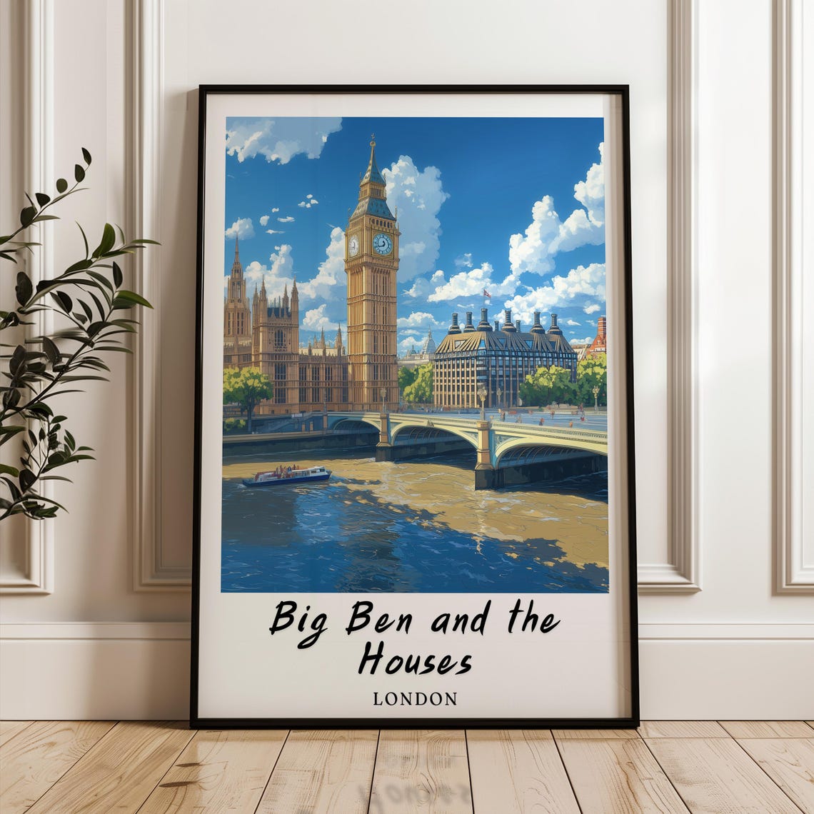 Big Ben And The Houses London Wall Art Prints Travel Poster Print Wall Art Print Gift Minimalist Europe Poster London Poster