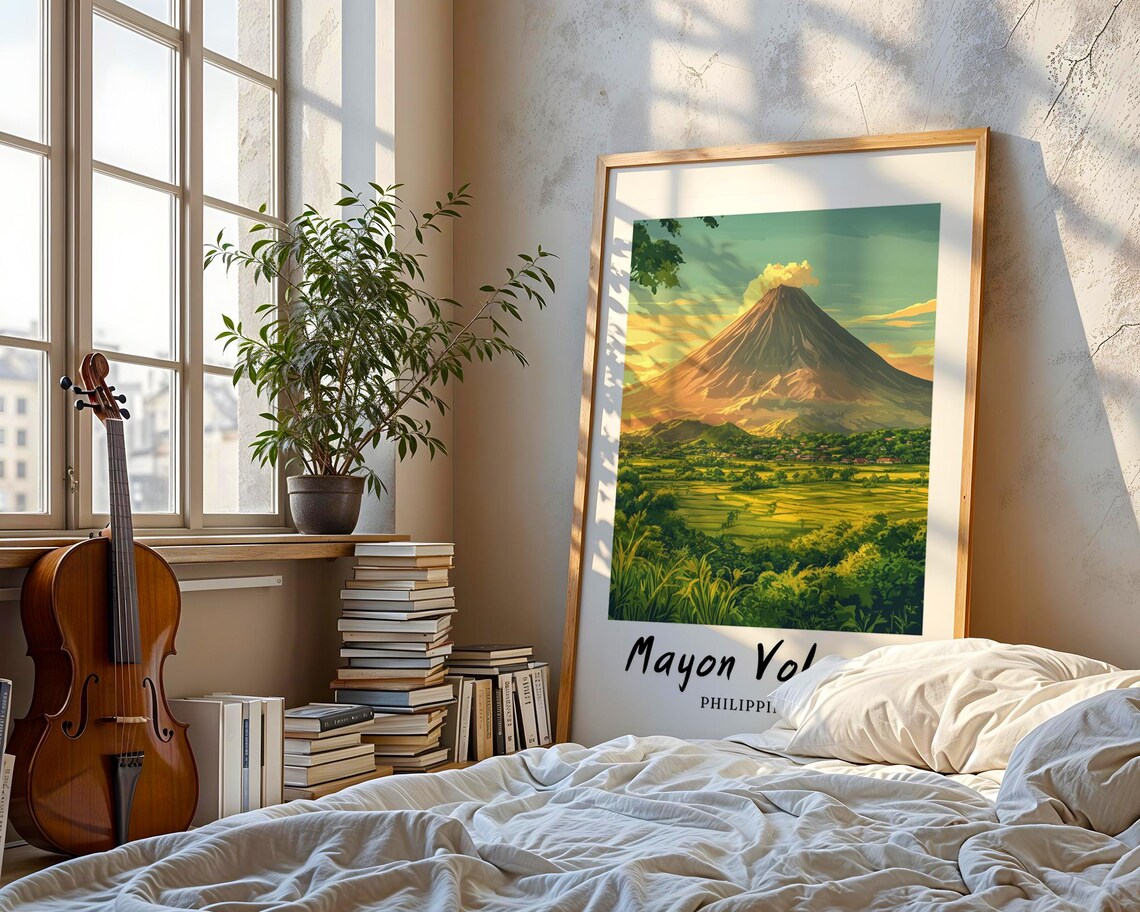 Mayon Volcano Philippines Minimalist Travel Poster - Image 3