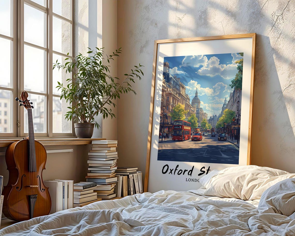 Oxford Street London Wall Art Prints Travel Poster Print Wall Art Print Gift Minimalist Europe Poster London Poster - Image 3