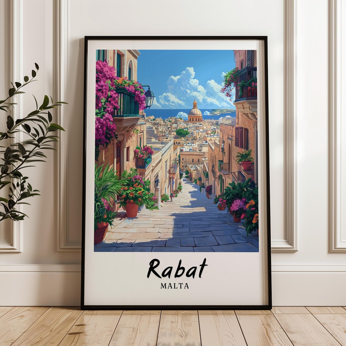 Rabat Malta Travel Poster, Minimalist Europe
