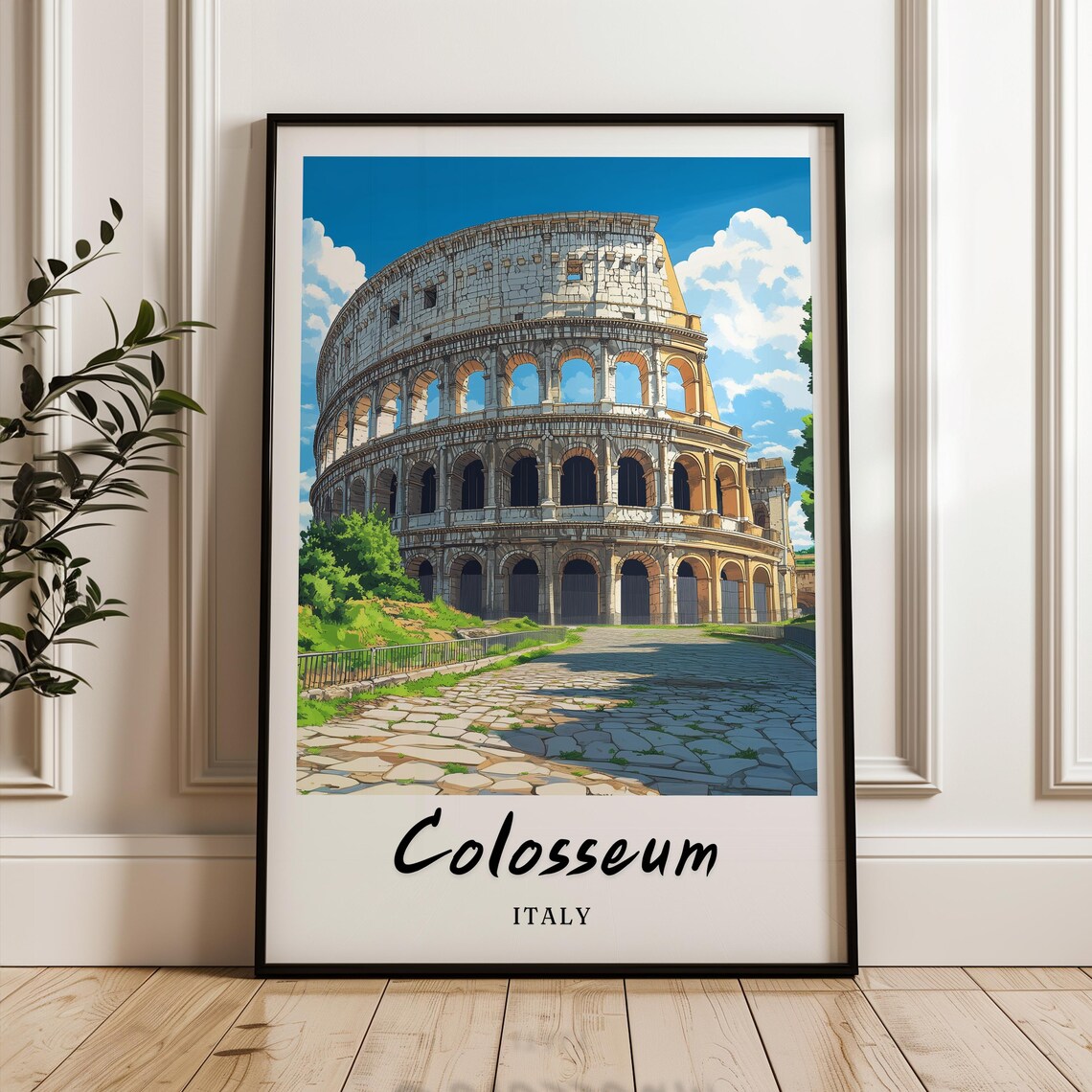 Colosseum Italy Travel Poster, Minimalist Art Print