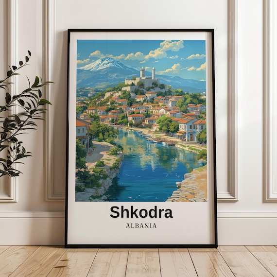 Shkodra Travel Poster, Albania Wedding Gift