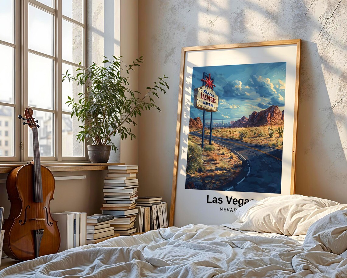 Las Vegas Nevada Iconic Welcome Sign Desert Highway View Travel Poster - Image 3