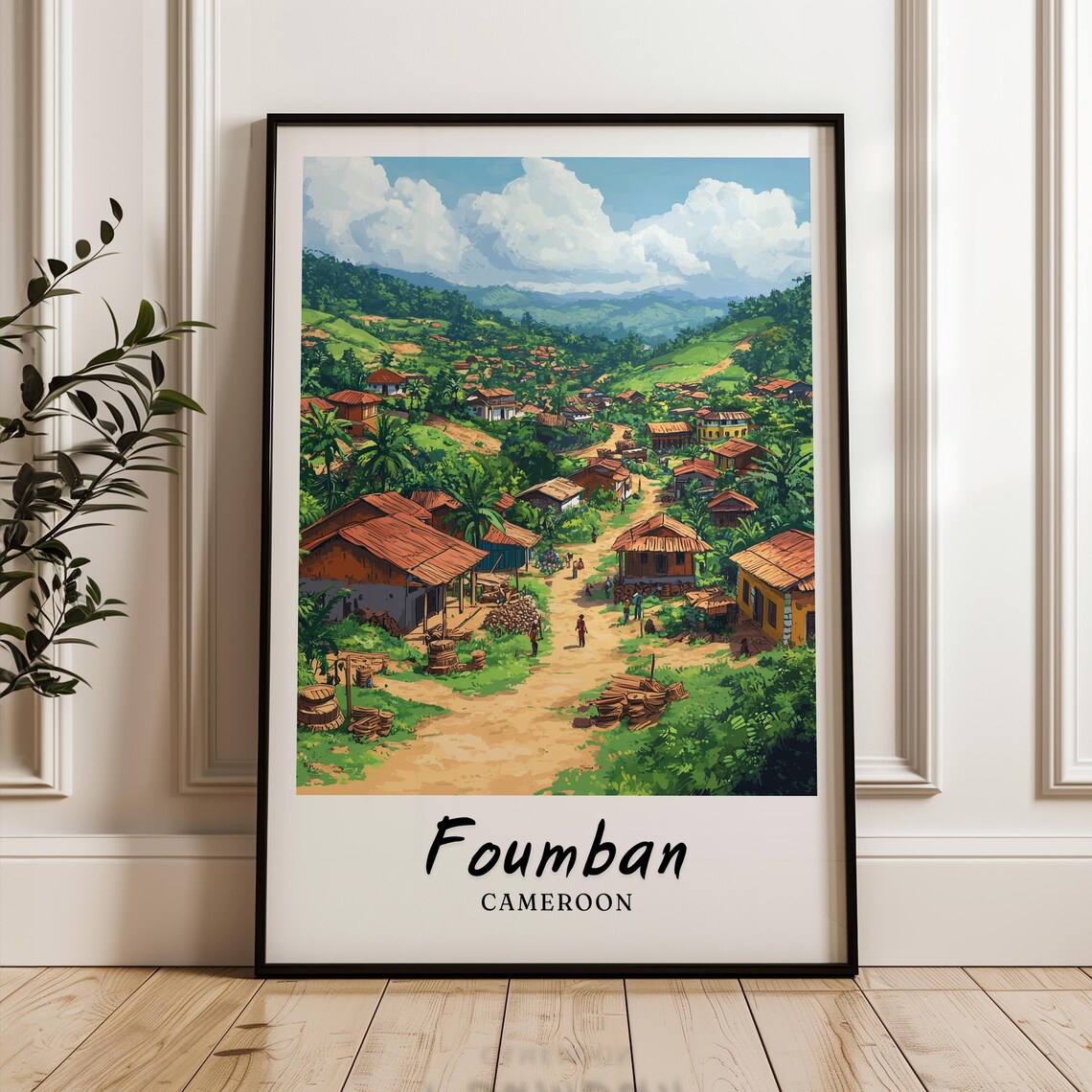 Foumban Illustration, Cameroon Travel Poster
